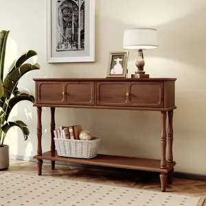 HLR Mid - Century Modern entryway Table | Aesthetic, Retro - Chic, Farmhouse - Inspired | Multipurpose Storage & Display for Entryway, Living Room, Hallway | Stylish & Practical for Home Decor Lovers dark wood furniture