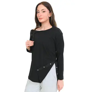 Inspired Comforts Full Sleeve Women's Post Shoulder Surgery Shirt , Lightweight Cotton Blend Fabric with Hidden Snaps for Easy Dressing & Privacy