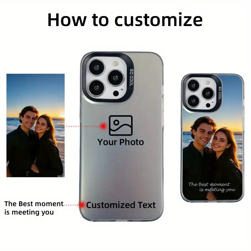 DIY Personalized Custom Phone Case - Custom photos & text, Colored Silvery Printed Phone Case. for iPhone 17/ 16/ 15/ 14/ 13/ 12/ 11 Pro Max Plus Air, for Samsung Galaxy S25/ S24/ S23/ S22/ S21. Creative heartfelt gifts for couples, family & friends., Acc