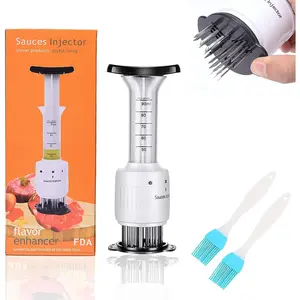 2-in-1 Stainless Steel Meat Injector Tenderizer With 3 Sharp 304 Stainless Steel Injection Needles Marinade Flavor Syringe Kitchen Accessories