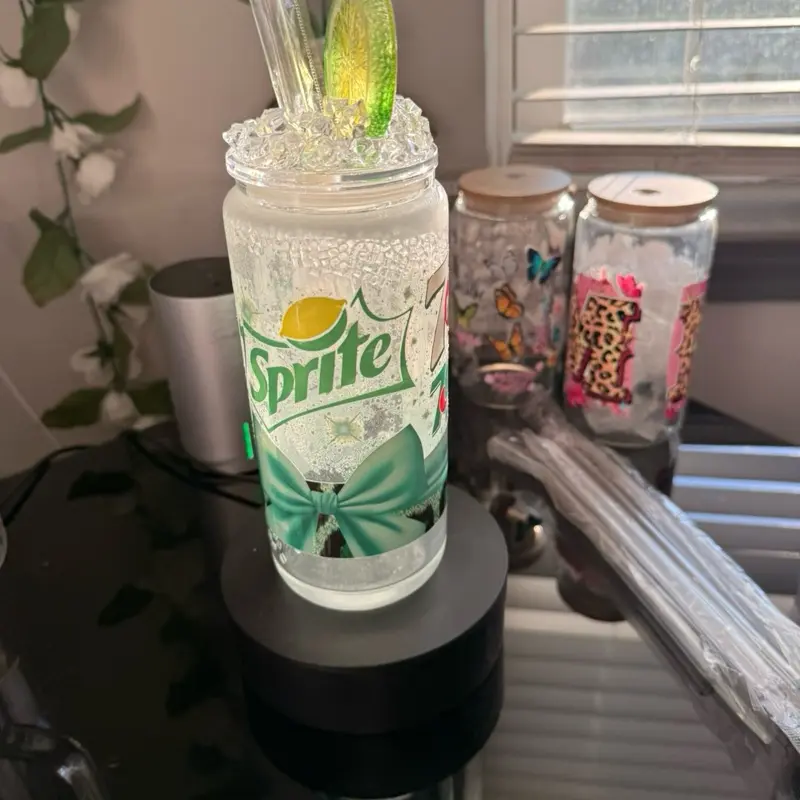 Custom Reusable Water Bottle Set - 20oz Pre-Filled Glass Tumblers (1 Double-Walled, 1 Single-Walled with Handle), Customizable Print & Design, Beverage Bottle with Lid Drinkware