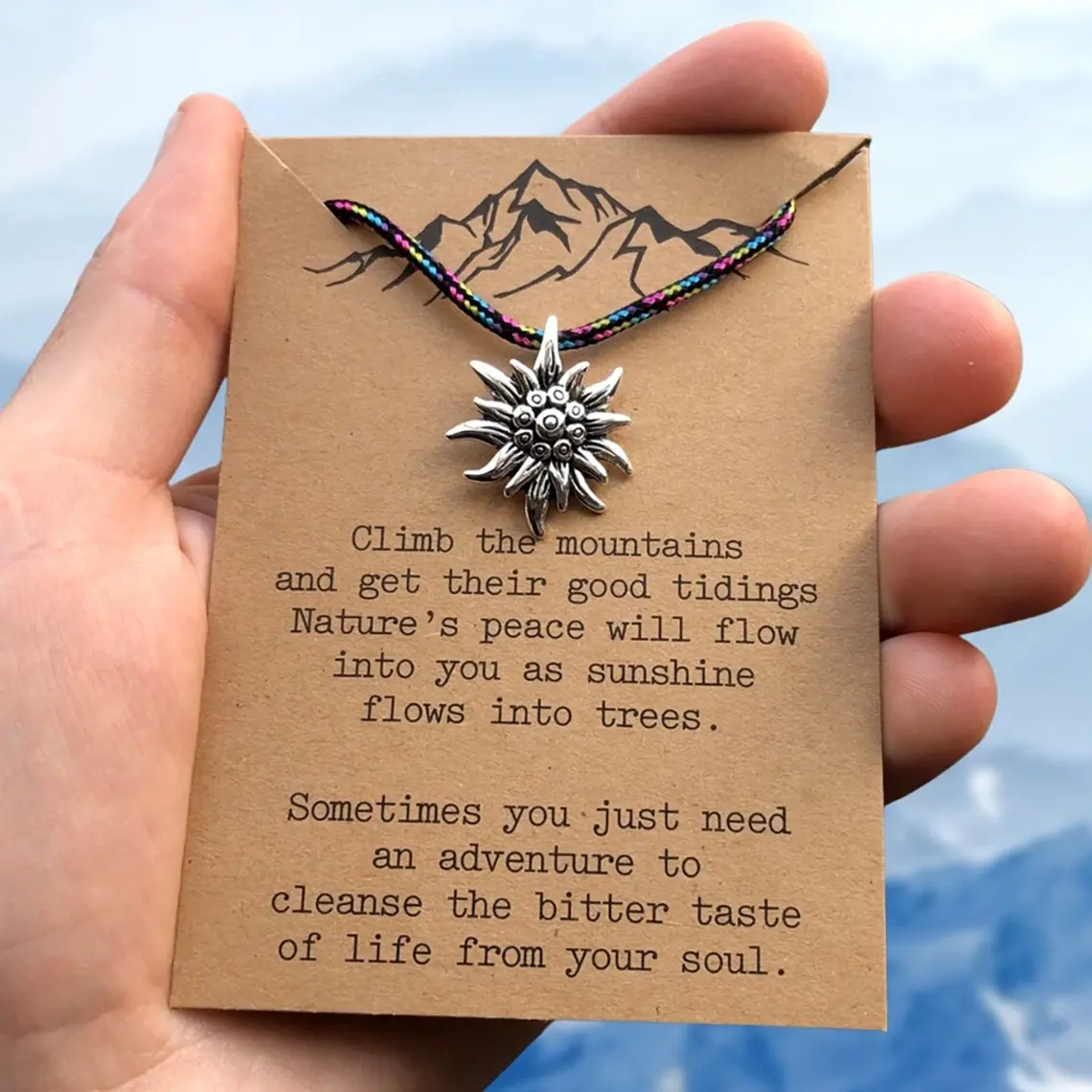 High-grade alloy sunflower pendant sweater chain necklace for outdoor adventure and mountaineering enthusiasts, zinc alloy gift