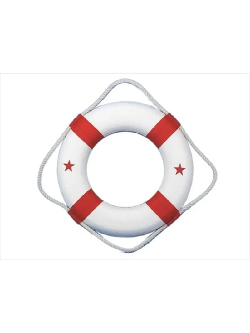 6 in. Hangable Classic White Decorative Lifering with Red Bands, Handcrafted Home Decor Stars Decoration for Hanging Home Supplies