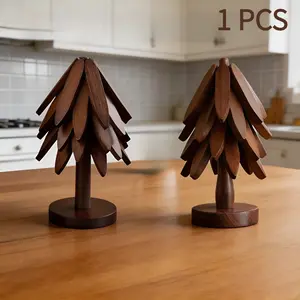 New Wooden Coasters Set for Hot Dishes - Christmas Tree Design! Foldable Kitchen Decor for Pots, Bowls, Cups & Hot Pots Kitchenware