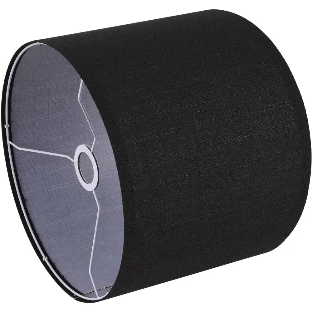 Small Lamp Shade, Black Drum Lampshade 8.7''Top X 8.7'' Bottom X 7.9'' High, Replacement Lamp Shade Natural Linen Hand Crafted For Table Lamps,Floor Lamps,Chandelier Lamp, Easy Assembly Required