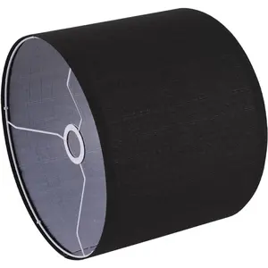 Small Lamp Shade, Black Drum Lampshade 8.7''Top X 8.7'' Bottom X 7.9'' High, Replacement Lamp Shade Natural Linen Hand Crafted For Table Lamps,Floor Lamps,Chandelier Lamp, Easy Assembly Required