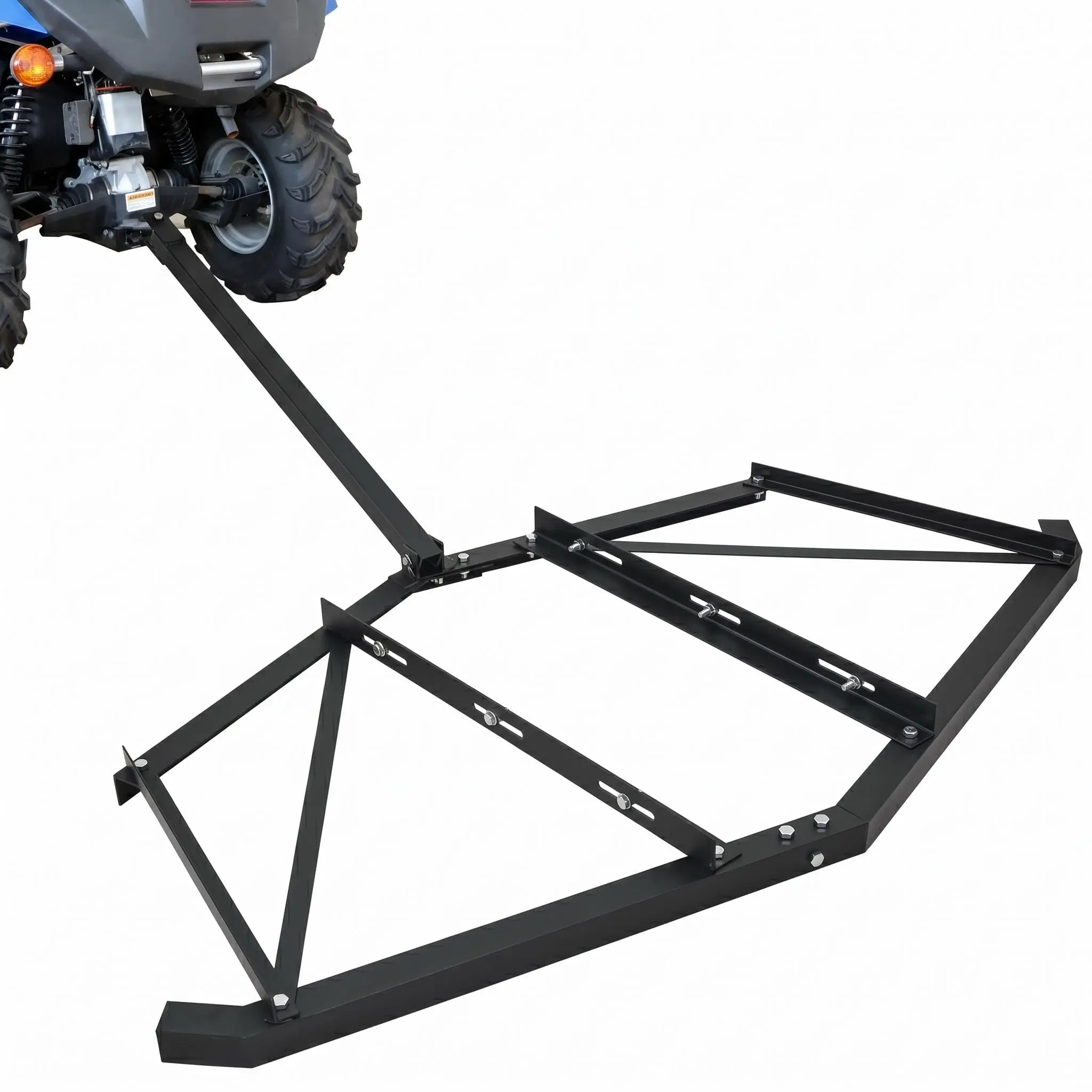 66" Heavy Duty All-Steel Triangular Driveway Drag Grader for Homeowners' Lawn Tractors, ATVs - Steel Harrow with Adjustable Bolts, Reinforced Bars for Gravel, Lawn Maintenance