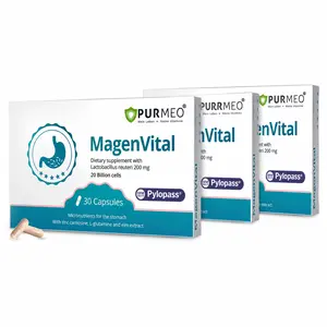 Purmeo Targeted Balance H. Pylori  Probiotics Set - 5-in-1 High-Efficiency Formula, Vegan, 20 Billion Cells, Daily Gut Health, Gastric Support, Digestive Comfort & Stomach Lining Protection - Pylopass Lactobacillus reuteri DSM 17648 ,Supplement