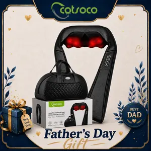 【FathersDayGift】Cotsoco Shiatsu Neck and Back Massager with Heat, Ergonomic 16 Deep Kneading 3D Massage Nodes, Adjustable Intensity Premium PU Leather, Valentine's Day Gift for Men & Women