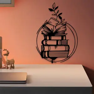 1pc Books Metal Wall Art, Artistic Books Statue Mural, Perfect for Living Room Wall, Christmas Decor, Ideal Gift for Book Lovers, Durable Metal, Decoration