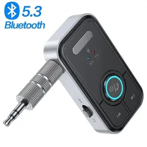 2-in-1 Bluetooth 5.3 Adapter Transmitter Receiver Wireless Audio For Car Music Headphone Speaker AUX Wireless Audio Adapter 3.5mm Jack Cable Stereo