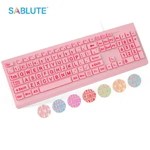 SABLUTE K11PRO Large Print Backlit Keyboard Wired with 7-Color Backlights 4 Modes Ergonomic Design for Seniors Students Office Workers Plug and Play Compatibility