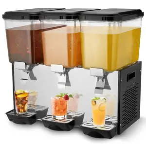 【Summervibes】VEVOR Commercial Beverage Dispenser 18L x 3 Tanks Cold Juice Ice Drink Dispenser