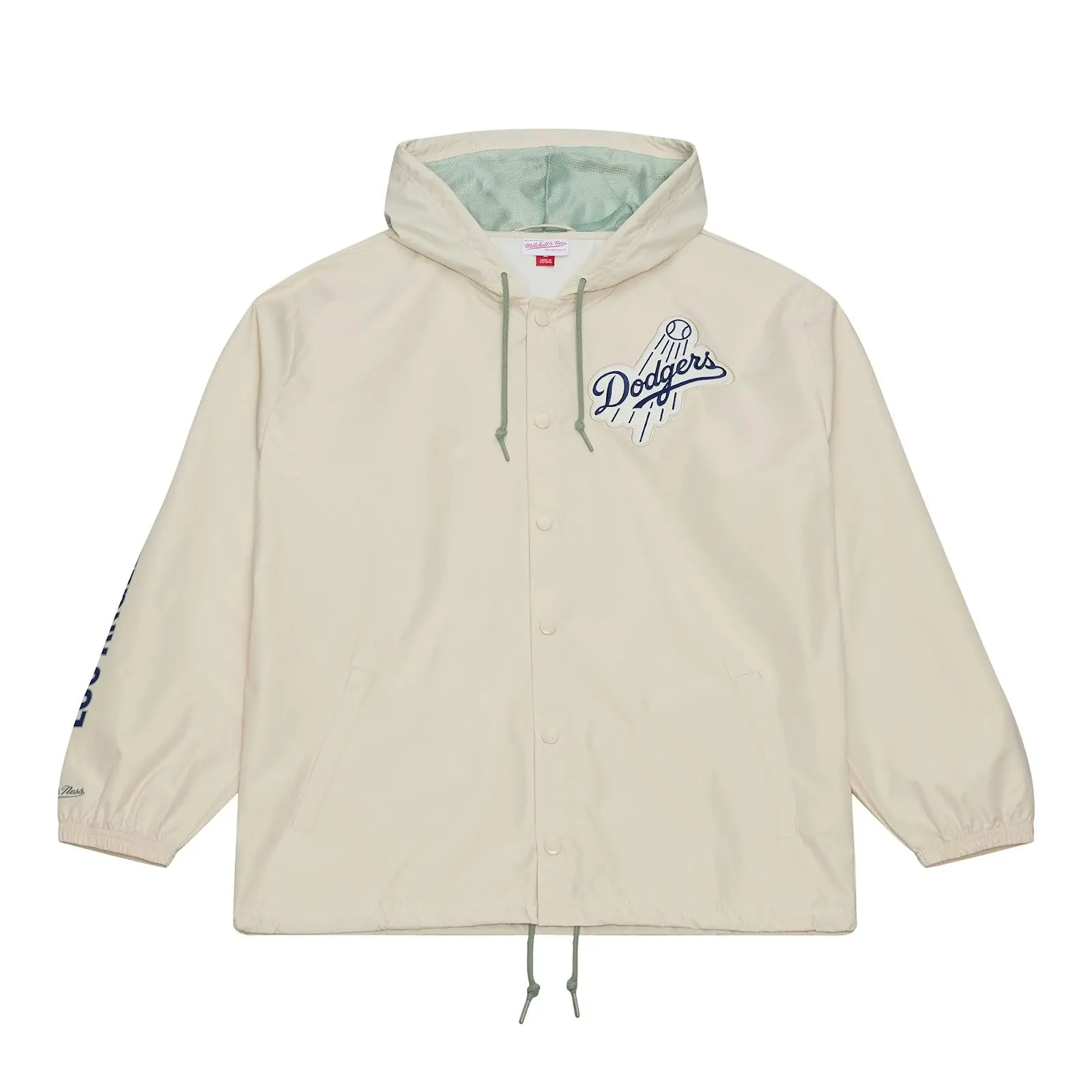 Jackie Robinson Los Angeles Dodgers Cream Yacht Rock Player's Full-Snap Hooded Windbreaker Jacket MLB Throwback Sweatshirt Fleece Vintage Fan Gear