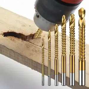 Spiral Flute Step Drill Bit Set, Multifunctional Step Drill Bit Set, Power Tool Accessories for High Efficiency Drilling, Impact Bit Set, Drill Bits Set