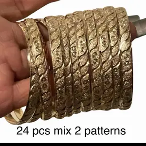 24  pcs  Empress bangles 1 size gold 2 different patterns  Women Fashion Jewelry Accessories