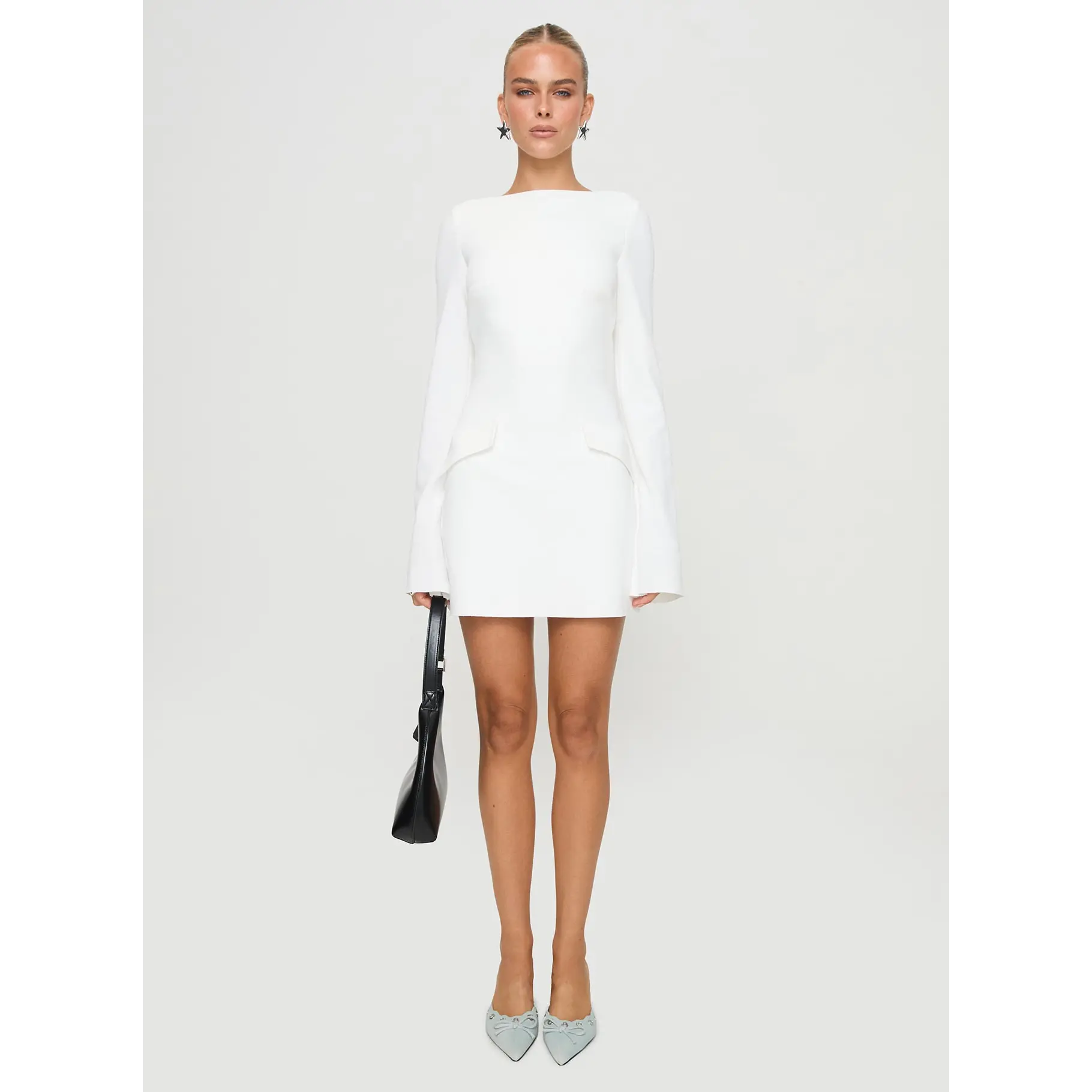 chinese dress ladies Lucy White Long Sleeve Mini Dress - US 6
