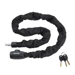summervibes VEVOR Bike Chain Lock, 3.94 Ft Combination Bicycle Chain Lock with 4 Keys, Heavy Duty Anti-Theft High Security Bike Locks, Perfect for Bike, Motorcycle, Scooter, Bicycle, Door, Fence or Gate, 8mm
