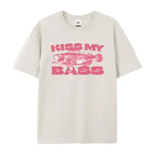 Kiss My Bass Vintage Style Fishing T-Shirt, Fisher Graphic Shirt Pink Design Limited Edition Menswear Birthday Christmas Day  Birthday