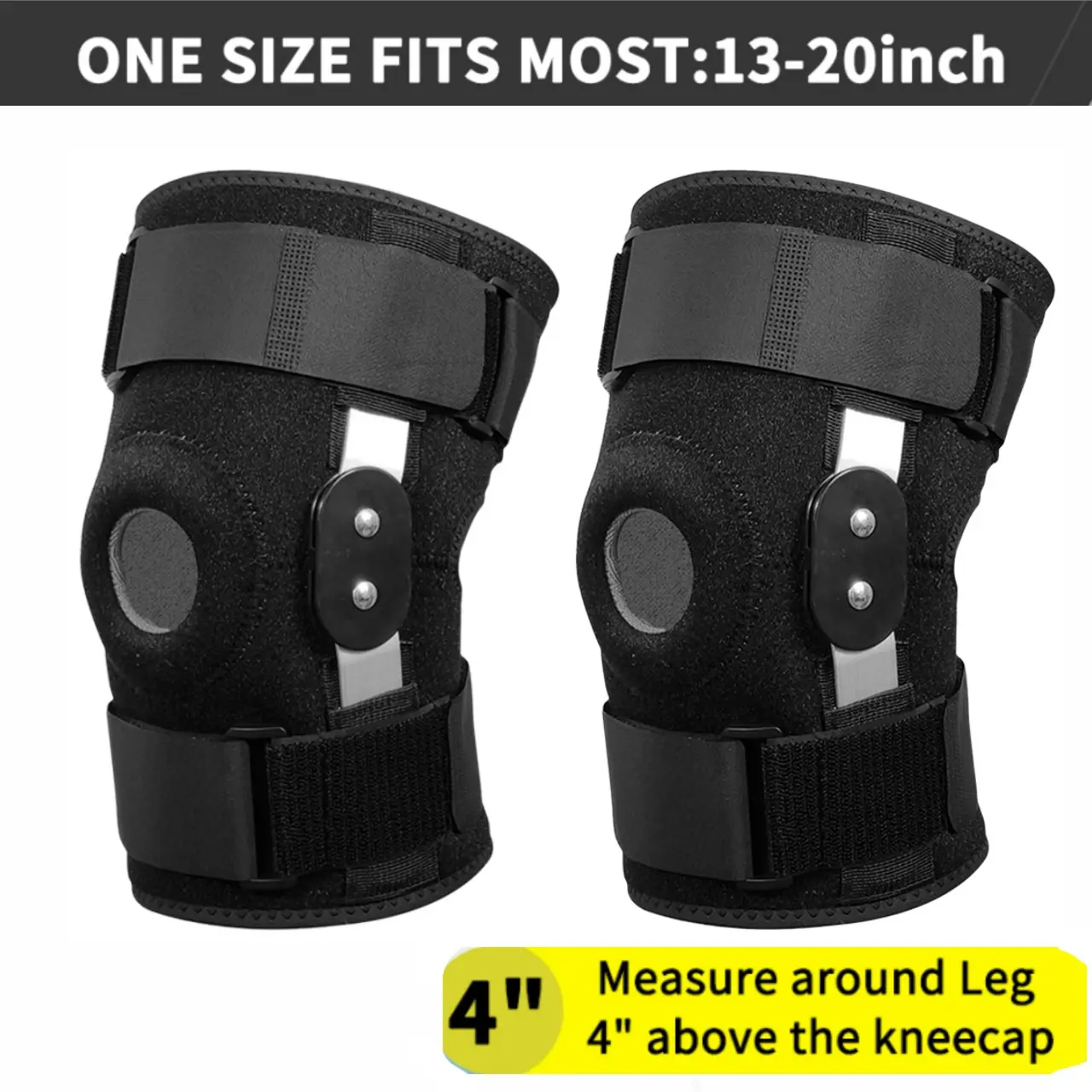 Adjustable Strap Knee Pads with Detachable Aluminum Plate, Breathable SBR Fabric, Pressure Relief Knee Brace Support, Fits 13-20in Legs for Sports and Injury Recovery, 13-20 Inches, Knee Bands, Knee Compression