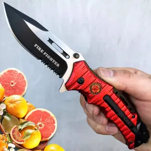 Classic 9" Chef's Knife USMC Fire Fighter Red Aluminum Handle High Carbon Steel Blade