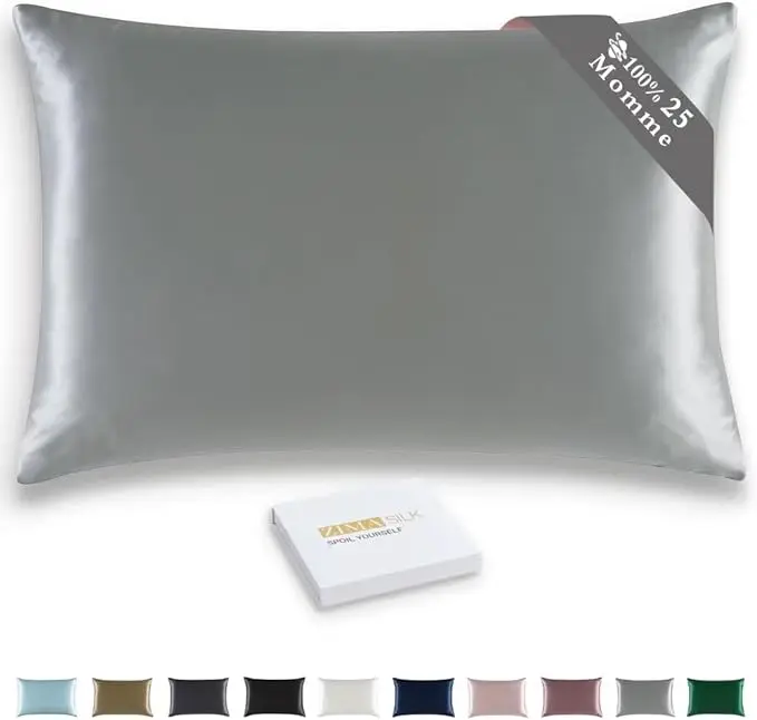 ZIMASILK 25 Momme 100% Mulberry Silk Pillowcase with Zipper - Silky, Smooth Texture, Cooling Effect, Breathable, Durable, Skin-Friendly - Supports Hair & Skin Health, Maintains Moisture Balance, Hand Wash Only