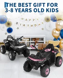 GARVEE 12V Electric Ride On Car for Ages 3-8 with 2x45W Motors, Remote Control, LED Lights, Music Player, and Emergency Brake - Battery Powered Vehicle in Pink for Toddlers and Older Children