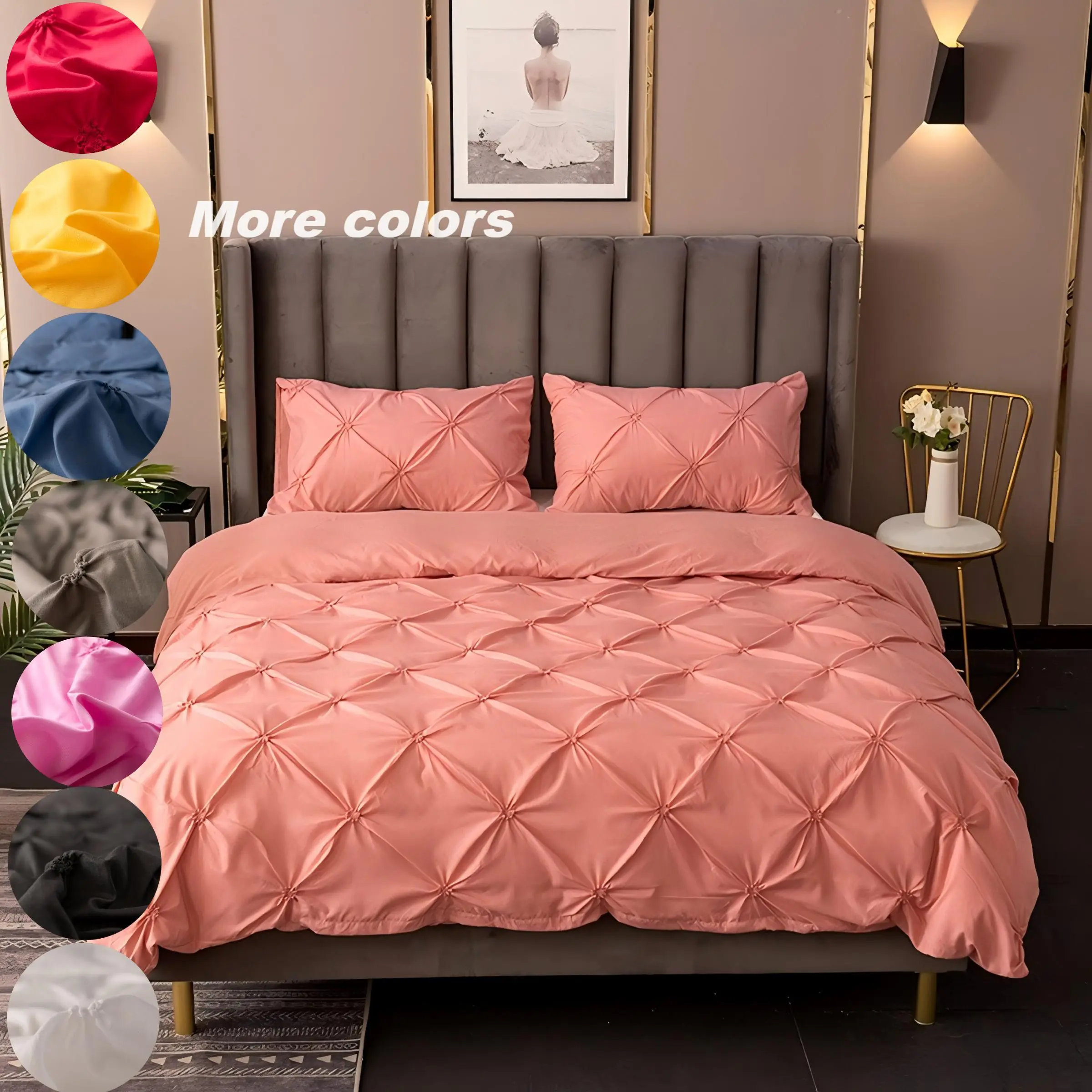 Solid Color Geometric Pattern Duvet Cover Set, 2/3 Counts/set Including 1 Duvet Cover & 1/2 Pillowcase without Filler, Bedding Supplies for Home Bedroom, Washable Covers, Decorative Duvet Cover, Soft Bedding Set, Comfy Bedding Sets, Breathable Duvet Set