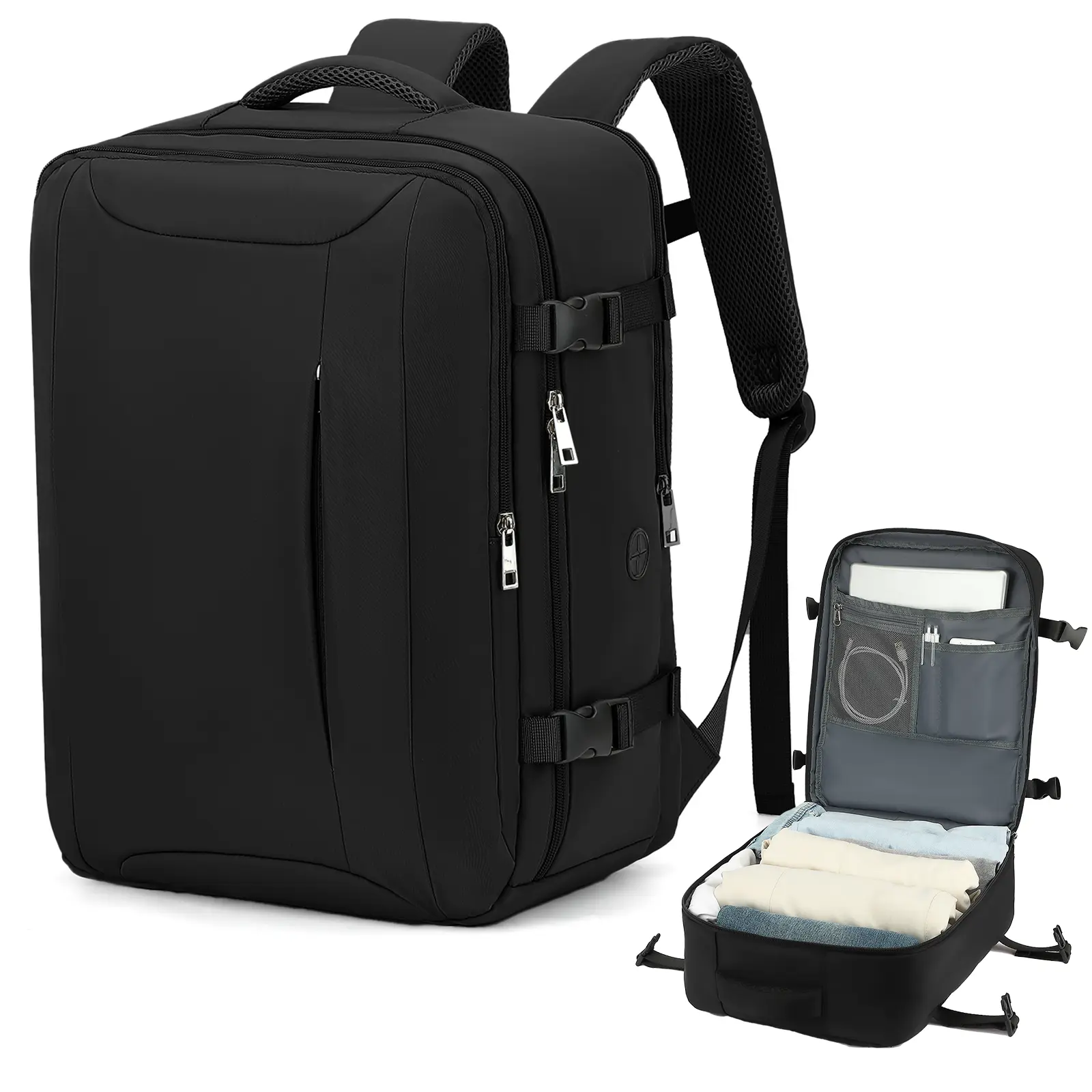 Lossga Nylon Travel Backpack, 25L Airline-Approved Personal Item, Lightweight Carry On Luggage for Commute with 15.6" Laptop Compartment, Compact Fit, Multiple Pockets, Waterproof Fabric, Modern, Travel Use, Traveling Bag, Campus Life
