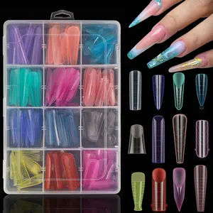 288pcs Polygel Nail Forms Kit, 12 Sizes Reusable Dual Forms For Builder Gel Ballerina Stiletto Square Nail Extension Molds With Tools for Home Manicure, Professional Nail Salon Supplies