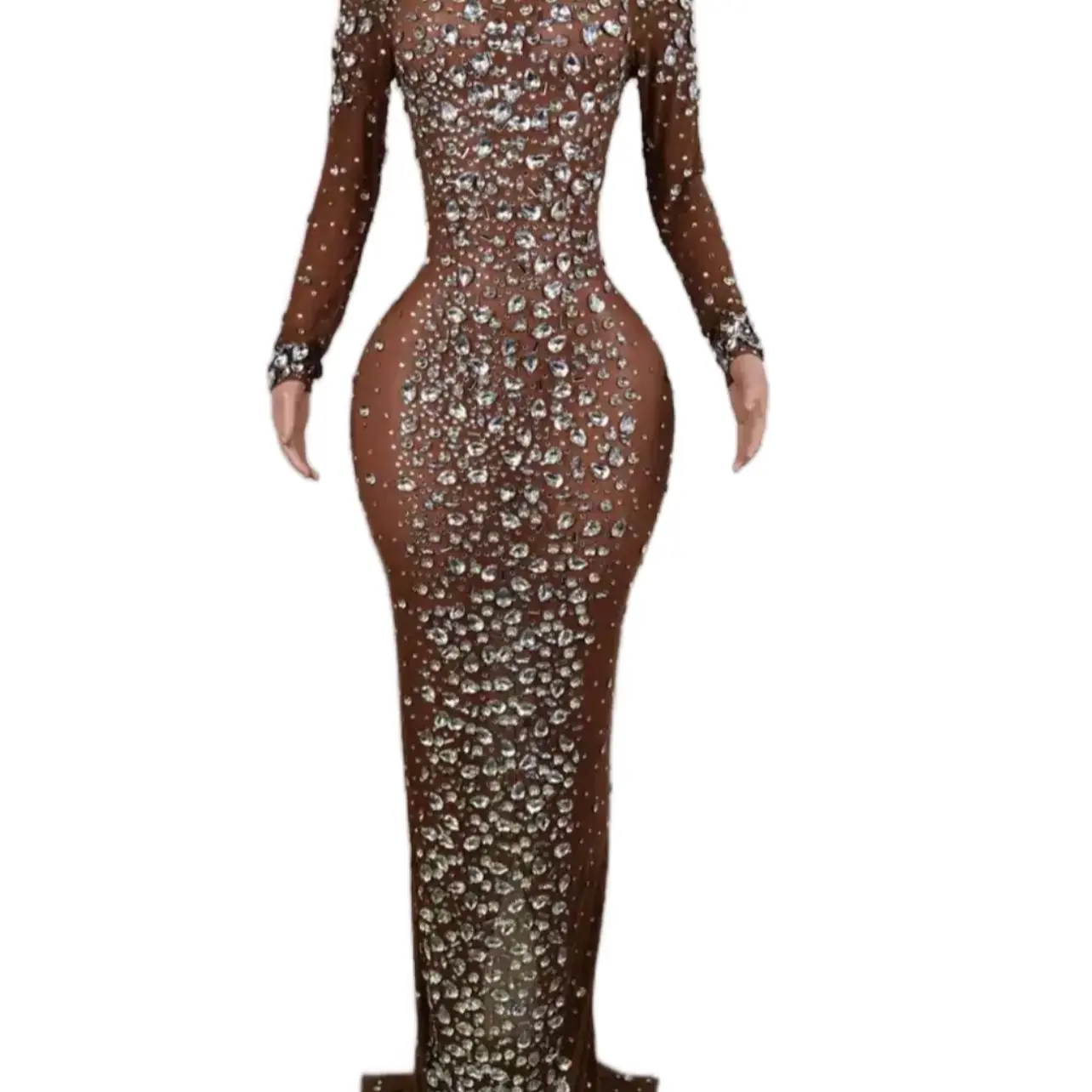 Luxury Diamond Beaded Evening Dress for Women - Formal Wear - Womenswear