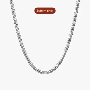 JAXXON Cuban Link Chain 3mm - Silver - Waterproof - Box Clasp