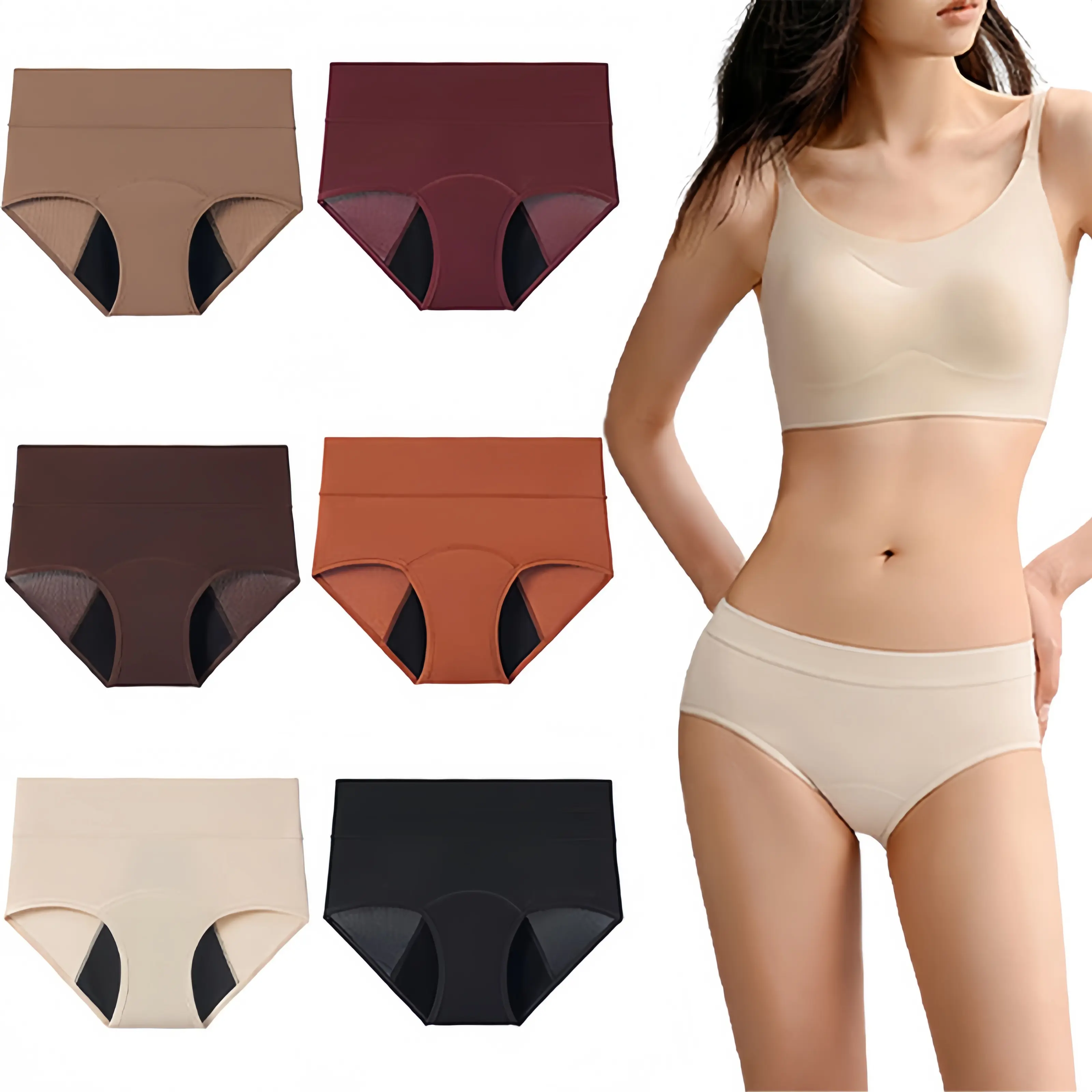 Women's High Waist Period Panties - Mid-to-High Rise, Leak-Proof, Postpartum Pure Cotton Boy Shorts - Comfortable, Seamless, Breathable Underwear, High Waist Panties