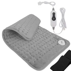 Equipped with elastic band, graphene heating, 24 inches x 12 inches, heating pad, wet compress, wet compress, deep hot compress on shoulders, neck, waist, abdomen and other areas, automatic shut-off, 3-speed temperature adjustment, Christmas gift Fleece P