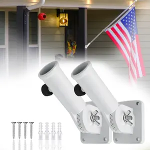 Heavy-Duty Flag Pole Holder Adjustable Multi-Position Mount with Stainless Steel Reinforced Brackets High Wind Resistance Aluminum Flag Pole Bracket