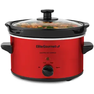 Elite Gourmet 2 Qt Oval Slow Cooker Red