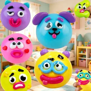 Funny Face Dog Squishy Toy Soft Moldable Sensory Fidget Toy Stress Relief Squeeze Toy Anxiety Relief Toy Cute Face Swap Squishy Portable Decompression Toy Safe Maltose Material Party Favor Gift for Kids Teens Adults