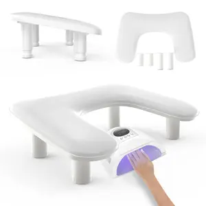 ZIZZON Height Adjustable U-shaped Arm Rest, Manicure Nail Pillow Hand Rest Microfiber PU Leather Nail Cushion for Nails Tech