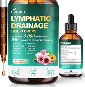 Lymphatic Drainage Drops 6000mg Herbal Supplement for Immune Support Detox and Lymph System Health with Echinacea Dandelion Burdock Bromelain Turmeric Liquid Drops for Men Women Daily Wellness