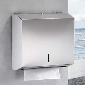 Wall-Mounted Comercial Paper Towel Dispenser, Brushed Stainless Steel Bathroom Hand Towel Dispenser with Lock Design, Large Capacity 250 C-Fold 300 Multi-Fold Capacity