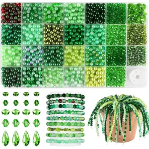 00pcs-6mm Plant Round Glass Beads Set, DIY Beads Assortment, Bead Mix, DIY Jewelry Making Kit, Bracelet Earring Necklace Craft Supplies, Casual Style