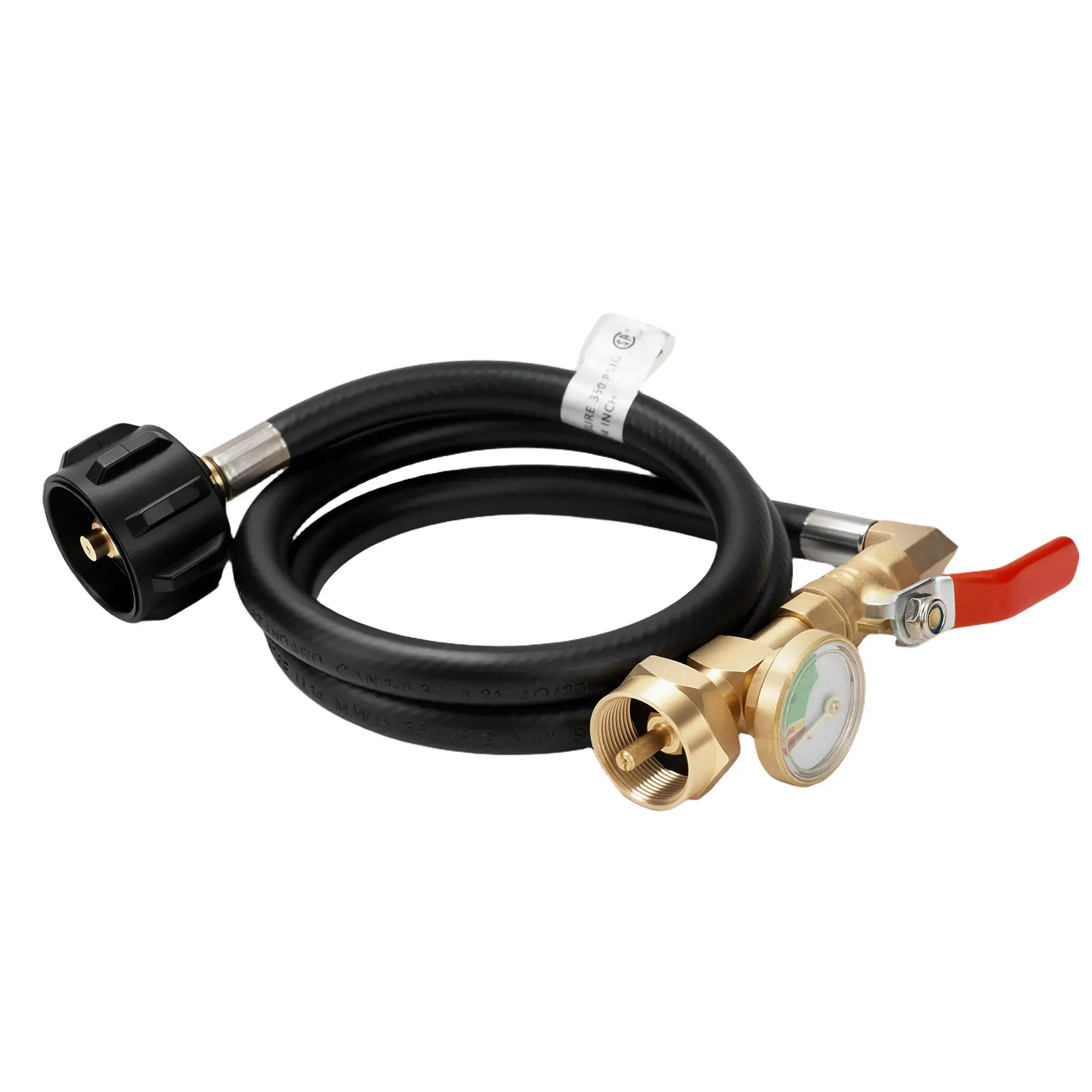 GJANSH 36 Inch Propane Gas Tank Adapter Connector, High Pressure Camping Grill, Snapfixmate Refill Adapter Hose with Pressure Gauge, Propane Gas Tank Adapter Connector with On-off Control Valve, Outdoor Camping Kitchenware, Christmas Gift,