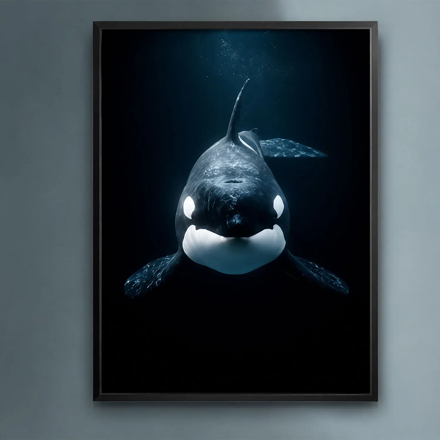 Dark Orca Ocean Poster, Deep Sea Whale Wall Art, Moody Underwater Print For Bedroom Living Room Office Decor