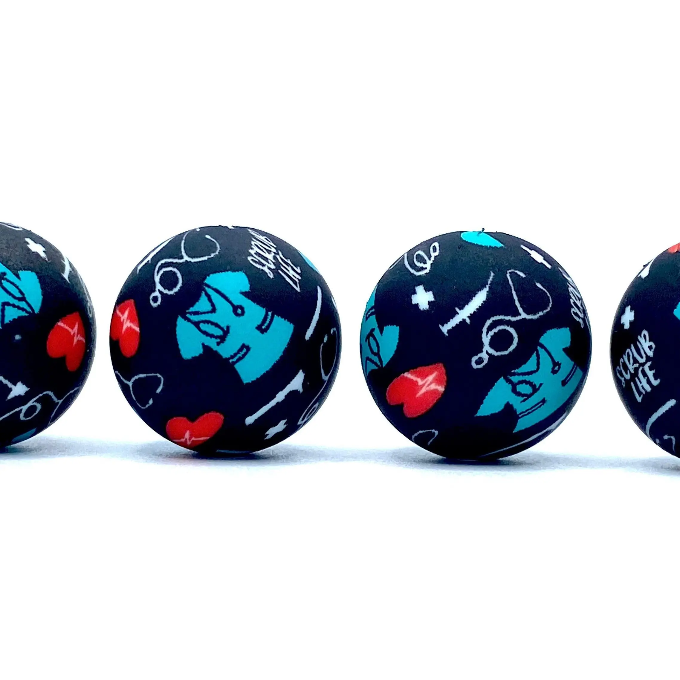 Healthcare Heros Printed Silicone Beads - Perfect for Nurse Beading & Jewelry Making