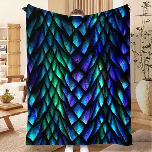 Dragon Scale Fantasy Blanket Three Color Design Ultra Soft Flannel Fabric Unique Textured Surface All Season Comfort Perfect For Sofa Bed Office Travel Use Durable Machine Washable Material Maintains Quality decor blanket