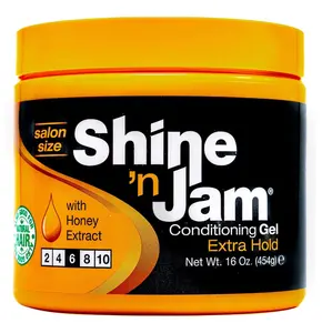 Shine 'n Jam Conditioning Gel Extra Hold for Braids Twists and Frizz Control with Honey Extract Salon Size 16 Oz - Haircare
