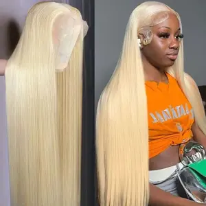 613 Blonde Lace Frontal Wig Human Hair Straight 13x6 HD Transparent Lace Frontal Wig For Women Pre Plucked With Baby Hair