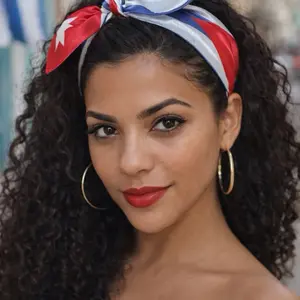 Cuban Flag Bow Headband for Women - Viral Hair Accessory with Red White Blue Design