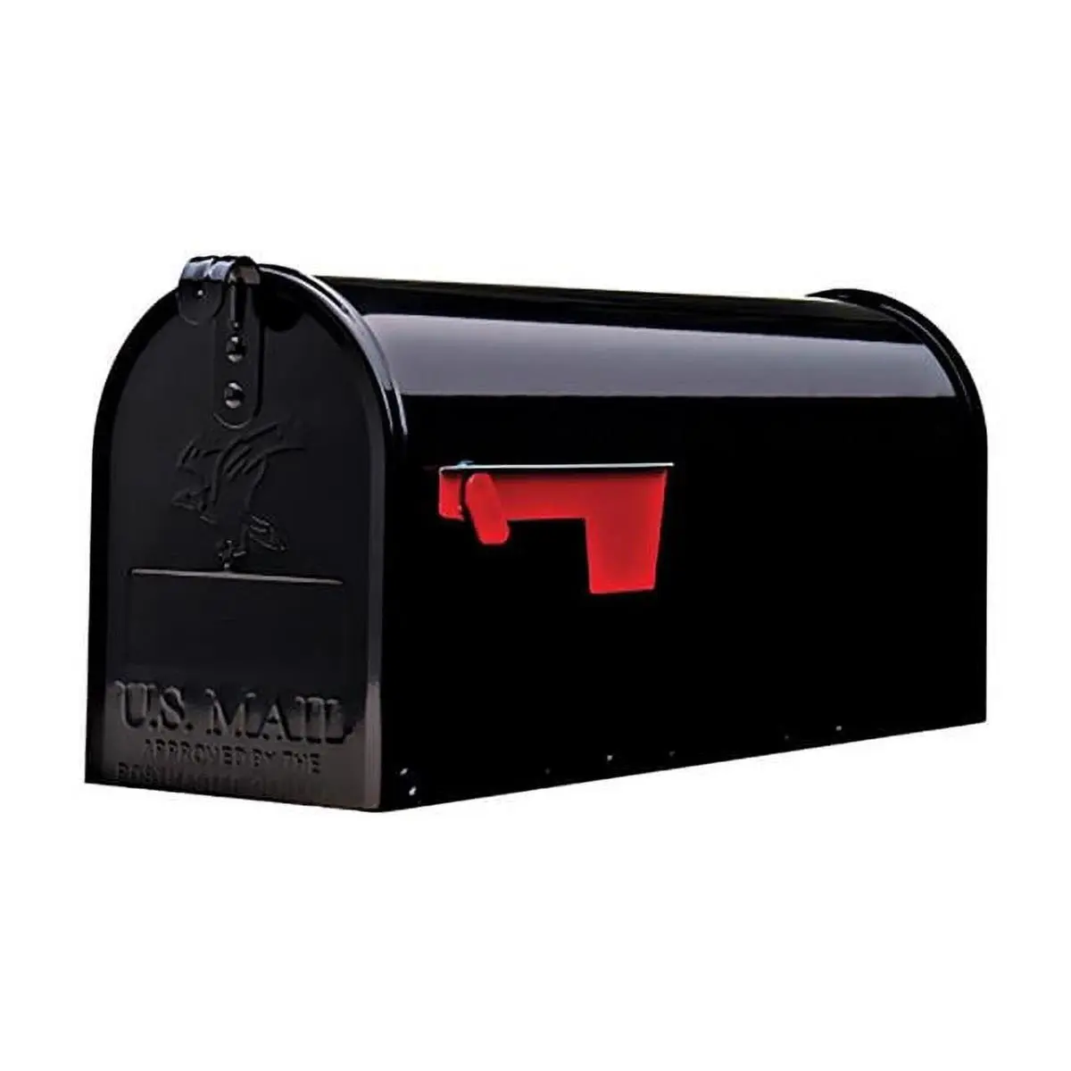 212 MAIN Classic Post-Mount Mailbox, Model 5266176, Galvanized Steel Construction, Powder-Coated Black Finish, Rust-Resistant, Outdoor Medium-Size Mailbox with Pull-Down Flap
