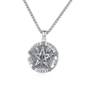 Sebina Tetragrammaton Necklace Tetragrammaton De Plata 925 Pentagram Pentacle Pendant Witchcraft Wiccan Pagan Jewelry Amuletos de Proteccion Gifts for Her Him Men Women 159
